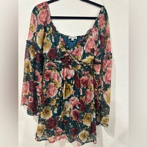 Inspired Hearts Floral Dress with Pink and Yellow Roses